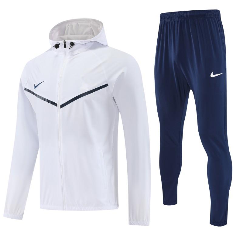 26/27 Nike White Full Zipper Hooded Jacket Tracksuit +Black Long Pants