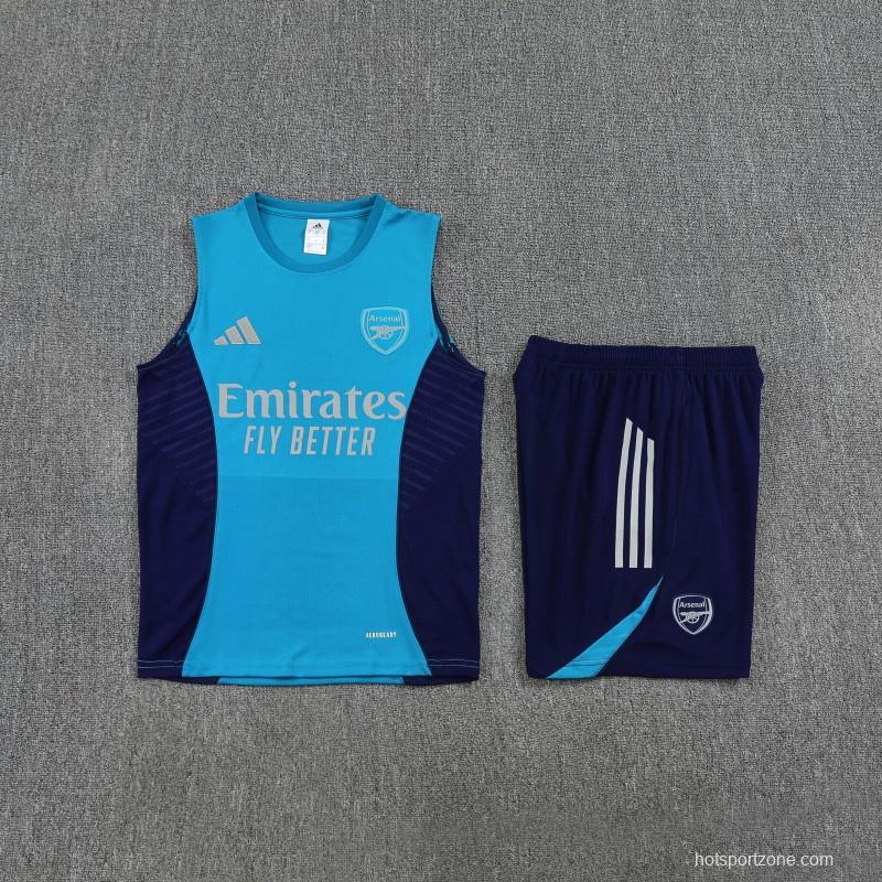 26/27 Arsenal Light Blue & Navy Blue Sleeveless Training Vest + Shorts