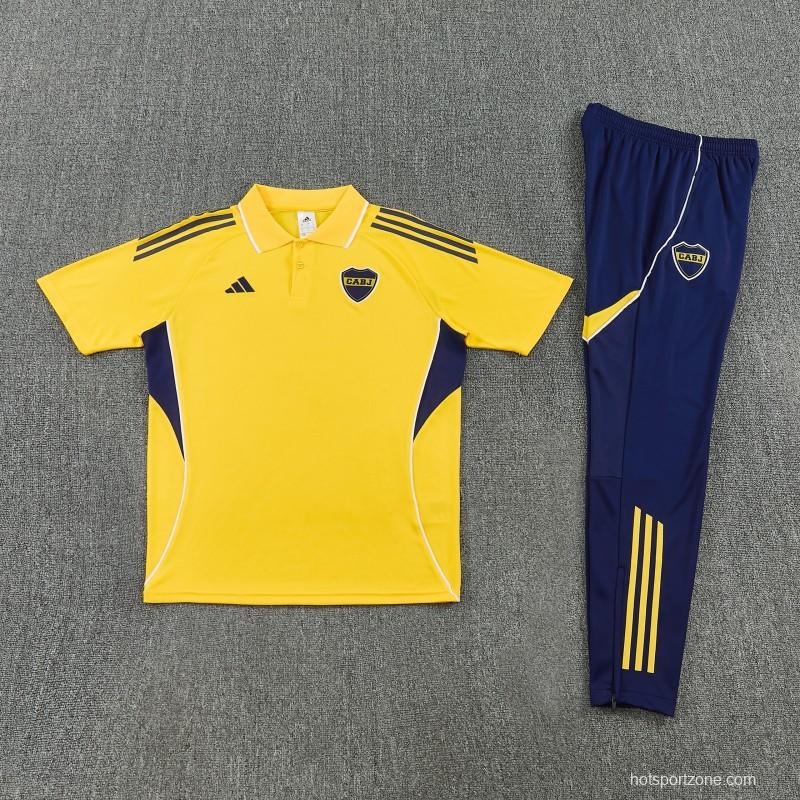26/27 Boca Yellow Polo Training Shirt + Long Pants Tracksuit