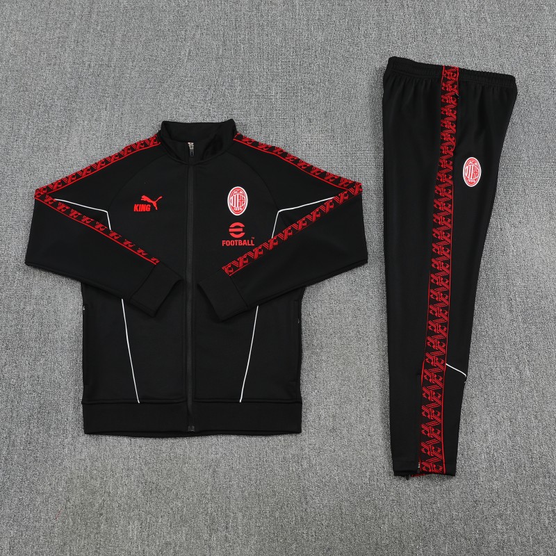 25/26 AC Milan Black Full Zipper Jacket Tracksuit + Long Pants