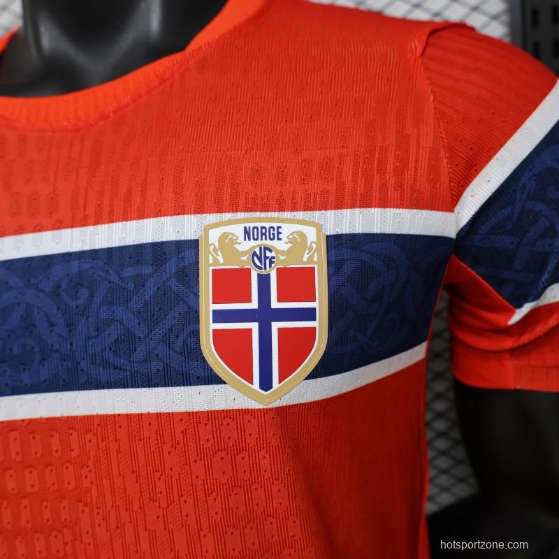 Player Version 2026 Norway Red & Blue with Flag Cross Pattern Home Jersey