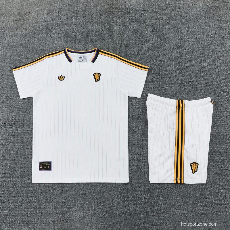 26/27 Manchester United White Short Sleeve+Soccer Shorts