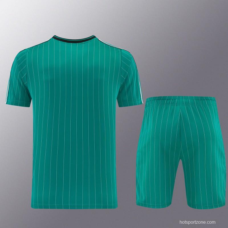 26/27 Liverpool   Green Pinstripe  Short Sleeve+Soccer Shorts