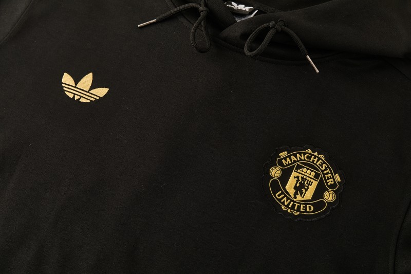 26/27 Manchester United Black Pullover Hooded Tracksuit + Long Pants