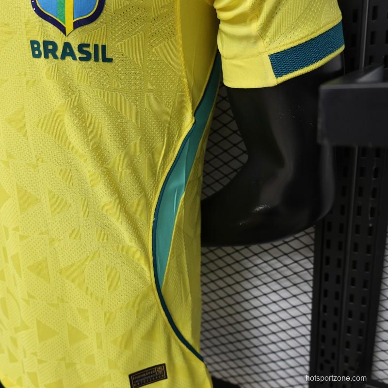 Player Version 2026 Brazil Yellow  Geometric Pattern Home Jersey