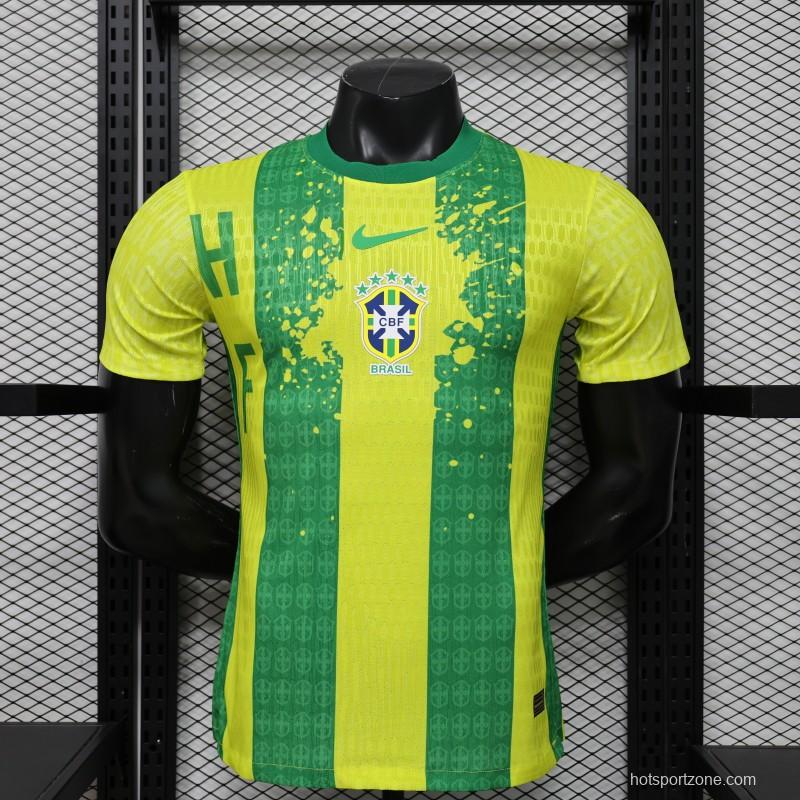 Player Version 2026 Brazil Yellow & Green Vertical Stripe Special Edition Jersey