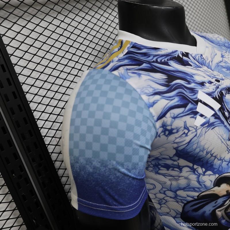 Player Version 2026 Japan Adidas Special Edition "Samurai Blue Dragon" Full Sublimation White Jersey