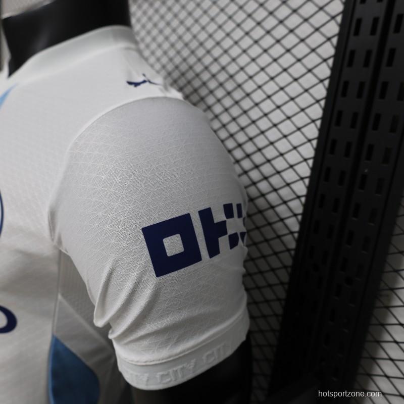 Player Version 26/27 Manchester City White with Blue Stripe Away Jersey