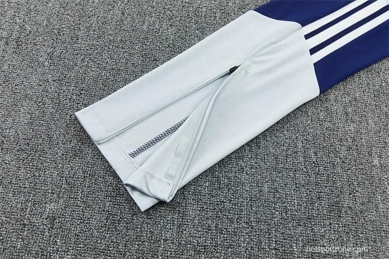 26/27 Kids Real Madrid Home White Half Zipper Jacket Tracksuit + Long Pants