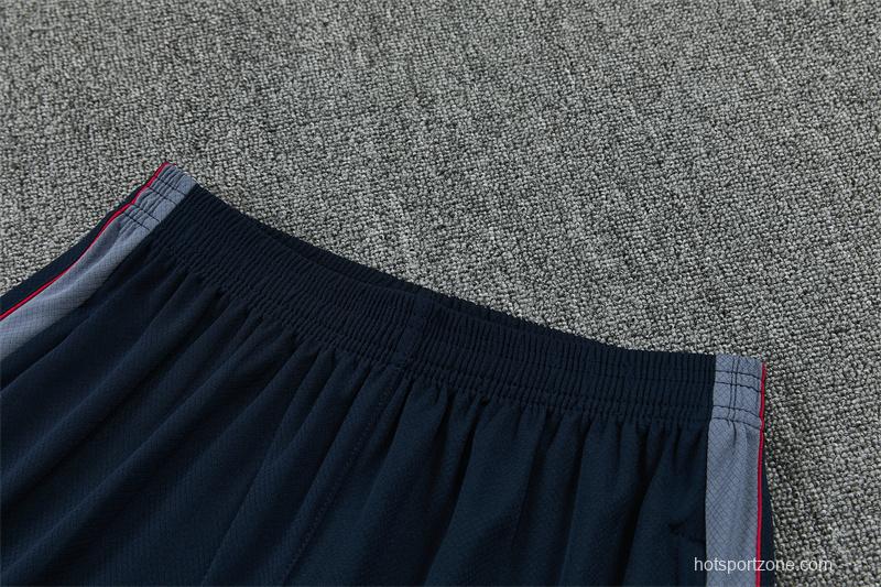 2026 England Grey Short Sleeve+ Navy Blue Soccer Shorts