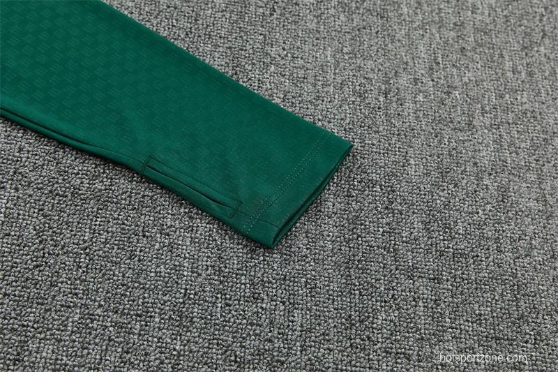 2026 Real Madrid Dark Green Camouflage  Half Zipper Jacket Tracksuit + Long Pants (Adidas)