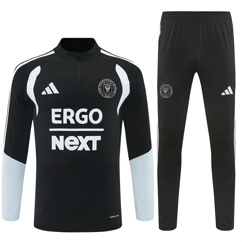2026 Inter Miami CF Black & White Half Zipper Jacket Tracksuit + Long Pants