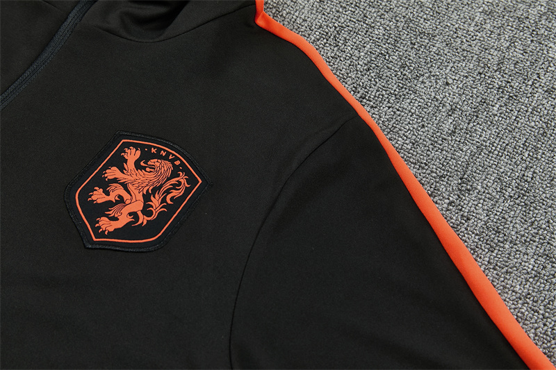 2026 Netherlands Black & Orange  Half Zipper Jacket Tracksuit + Long Pants