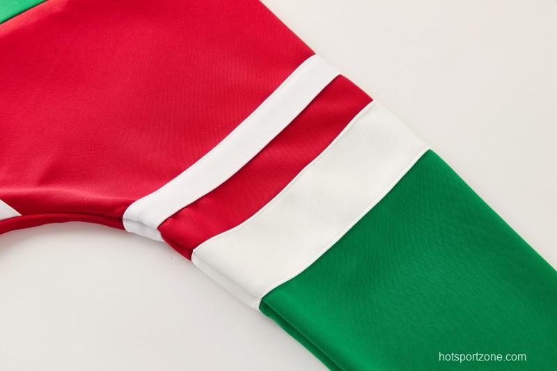 2026/27 Mexico  Green & Red Retro Full Zipper Jacket Tracksuit + Long Pants (Adidas Originals)