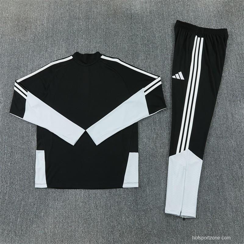 2026 Spain Black & White Half Zipper Jacket Tracksuit + Long Pants