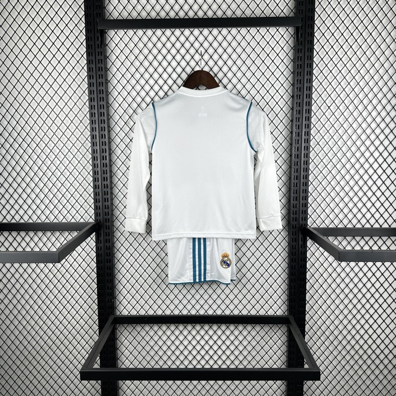 Retro Kids 17/18 Real Madrid Home Long Sleeve Jersey