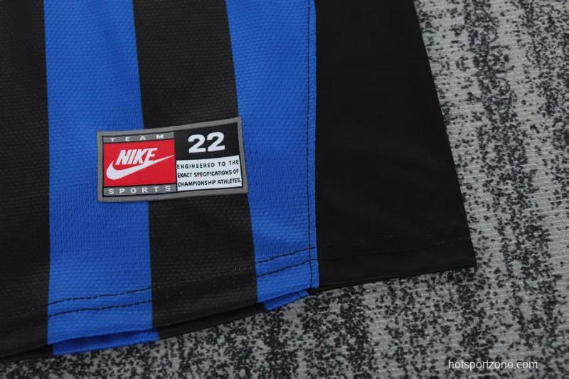 Retro 98/99 Kids  Inter Milan Blue & Black Stripe Home Jersey