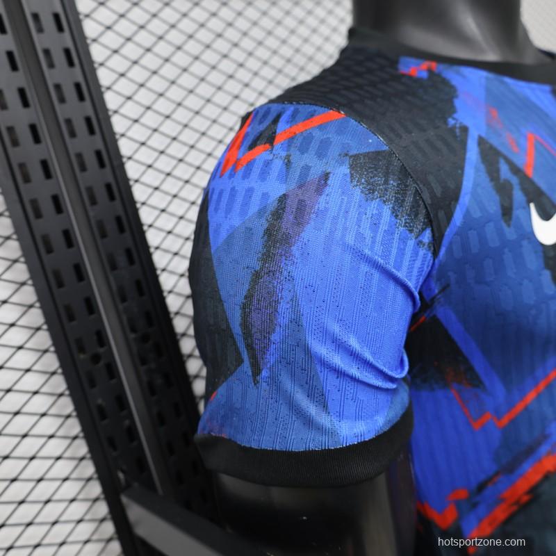 Player Version 2026 Croatia Third Special Edition Blue with Abstract Geometric Brushstroke Pattern Jersey