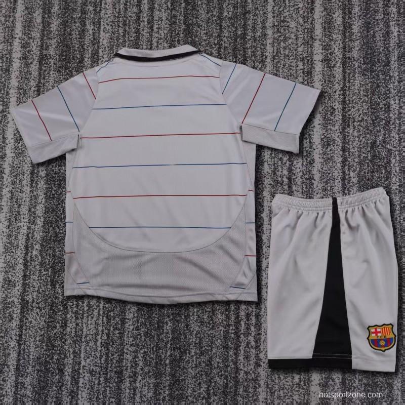 Retro Kids 03/04 FC Barcelona Away Grey Jersey