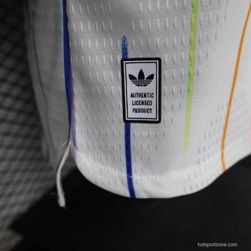 Player Version 2026 Japan Special Edition White with Rainbow  Pinstripe Long Sleeve Jersey