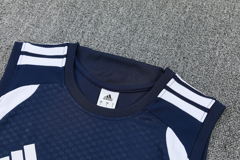 26/27 Real Madrid Navy Blue & White Sleeveless Vest Tracksuit + Short Pants