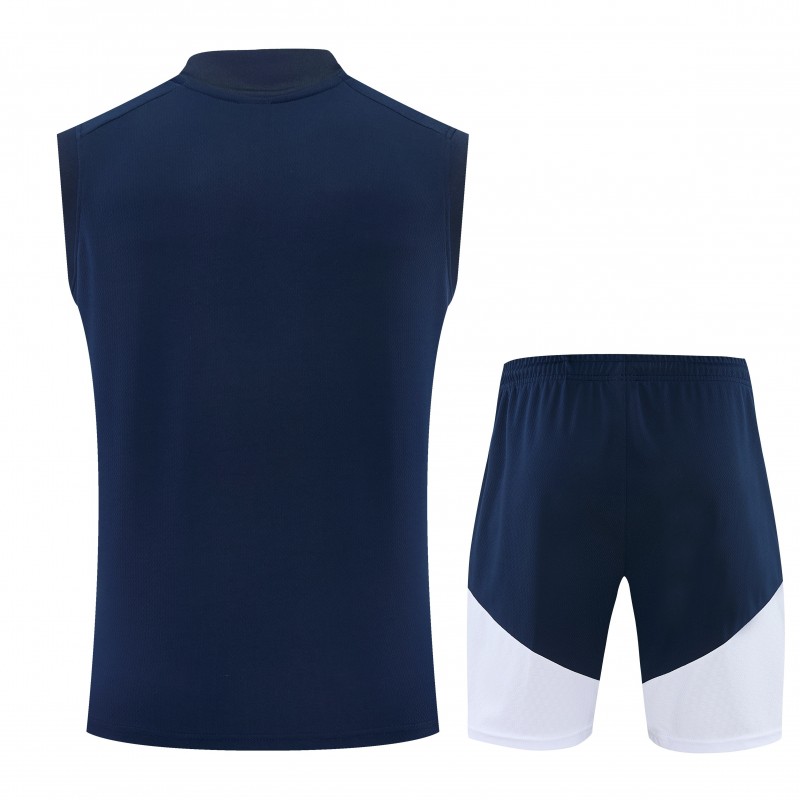 26/27 Real Madrid Navy Blue & White Sleeveless Vest Tracksuit + Short Pants