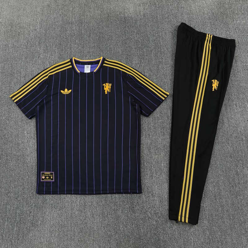 26/27 Manchester United Black Short Sleeve Tracksuit + Long Pants