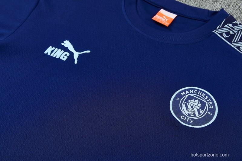 26/27 Manchester City Navy Blue  Short Sleeve Tracksuit + Long Pants