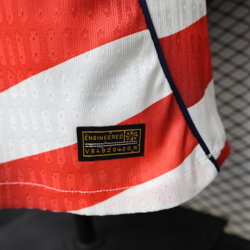 Player Version 2026 USA White & Red with Wave Stripe Long Sleeve Home Jersey