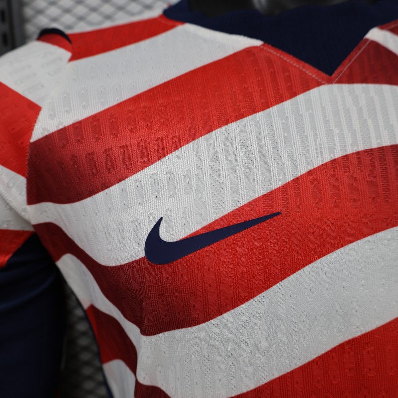 Player Version 2026 USA White & Red with Wave Stripe Long Sleeve Home Jersey