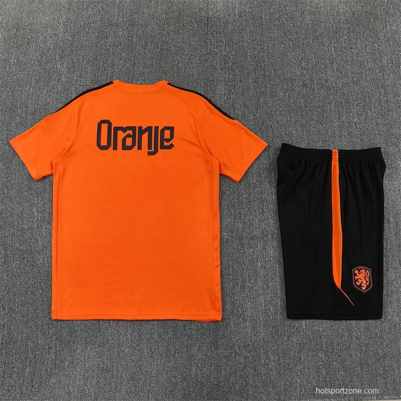 26/27 Netherlands Home Orange Short Sleeve + Soccer Shorts