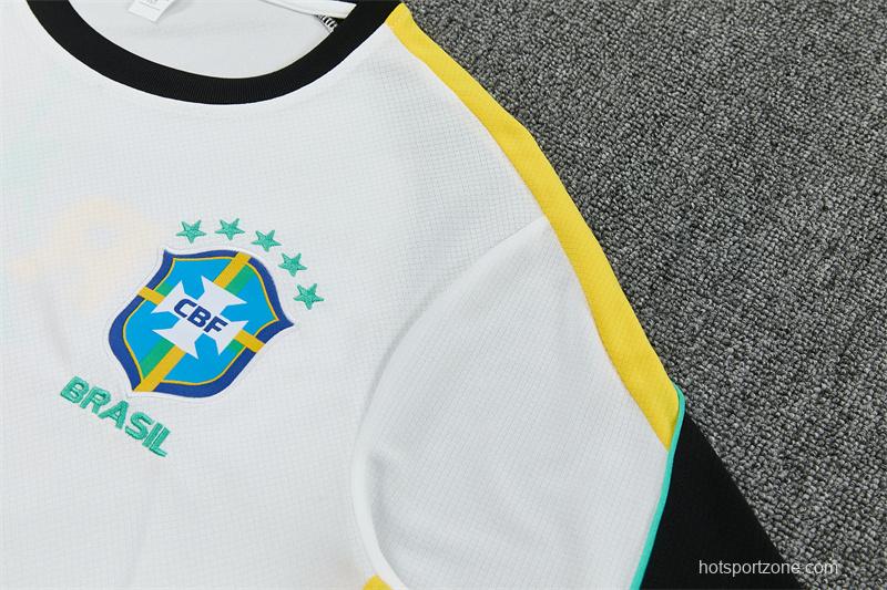 26/27 Brazil Away White Short Sleeve + Soccer Shorts
