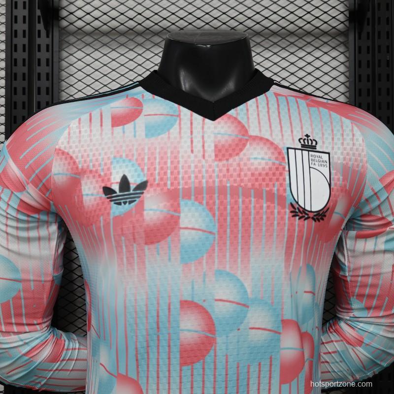 Player Version 26/27 Belgium Frozen Blue & Pink  Away Long Sleeve Jersey