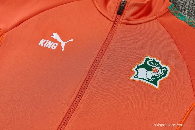 26/27 Côte d'Ivoire Orange Full Zipper Jacket Tracksuit + Long Pants