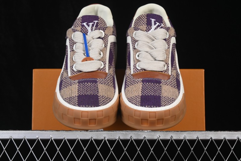 Louis Vuitton Tilted Sneakers Classic 2026SS Low-Top Casual Shoes in Smooth Calfskin Leather with Side LV Lettering - Light Purple