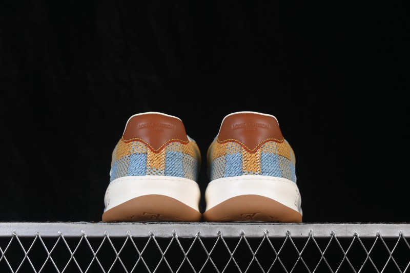 Louis Vuitton Tilted Sneakers Low-Top Casual Shoes in Smooth Calfskin Leather with Side LV Logo and Lightweight Rubber Sole - 2026SS Sea Blue