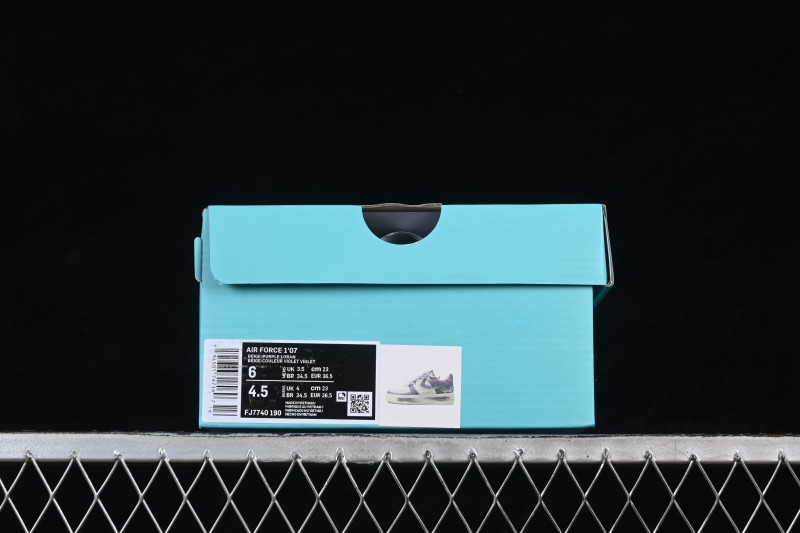 Nike Air Force 1 '07 Low Hand-Painted Graffiti Sneakers with Misty Purple Gradient and Retro Street Art Design - FJ7740-190