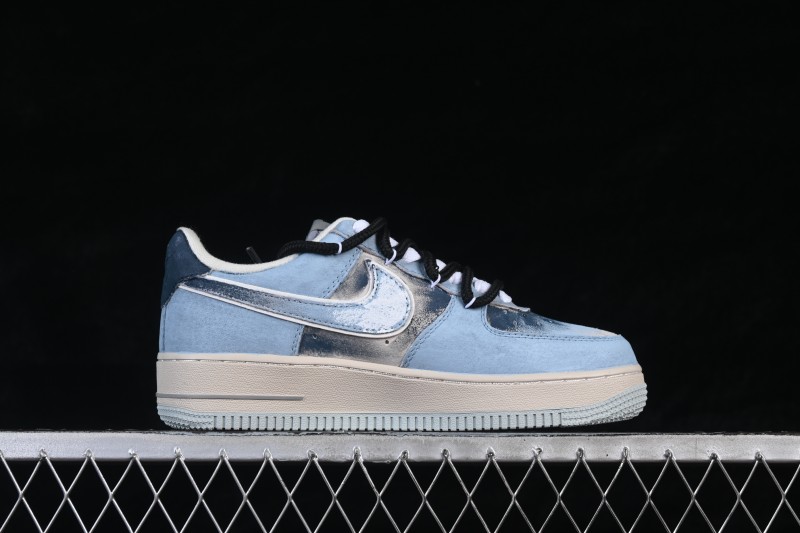 Nike Air Force 1 '07 Low 'Midnight Starburst' Hand-Painted Graffiti Sneakers with Retro Worn Aesthetic - ZB2121-120