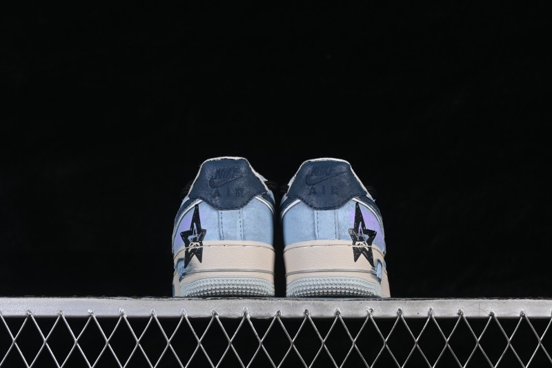 Nike Air Force 1 '07 Low 'Midnight Starburst' Hand-Painted Graffiti Sneakers with Retro Worn Aesthetic - ZB2121-120