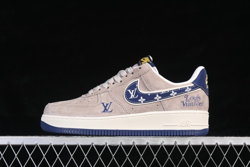 Nike Air Force 1 '07 Low LV Collaboration Grey Blue Pigskin Leather Casual Sneakers - KL1688-004