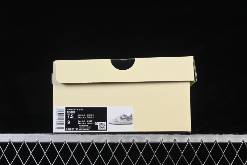 Nike Air Force 1 '07 Low Hand-Drawn Sneakers with Indigo-Dyed Denim and Leather Upper - FB0607-707