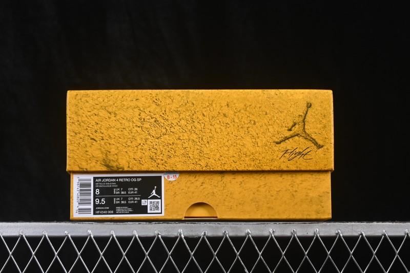 Nike Air Jordan 4 Retro x Nigel Sylvester Collaboration Sneakers with Brick Design - HF4340-008