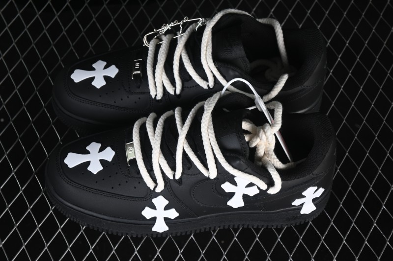Nike Air Force 1 '07 Low Black Chrome Cross Casual Skateboarding Shoes - CW2288-111