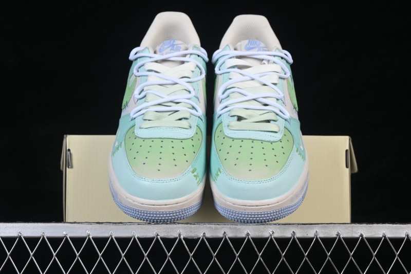 Nike Air Force 1 '07 Low Hand-Painted Graffiti Mint Haze Casual Sneakers - DB3301-919