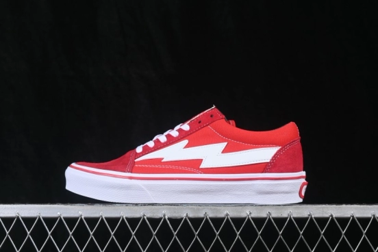Revenge x Storm Old Skool Lightning Collaboration Low-Top Skate Shoes Red White