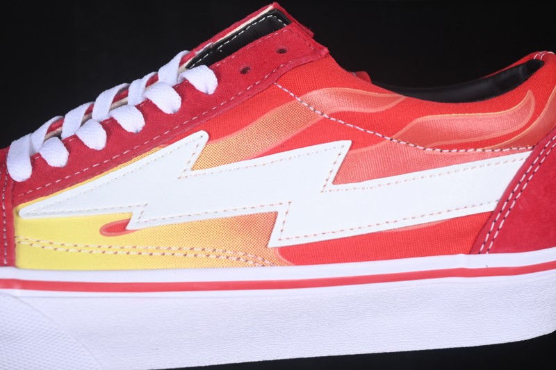 Revenge x Storm Old Skool Lightning Low-Top Skate Shoes Red Flame