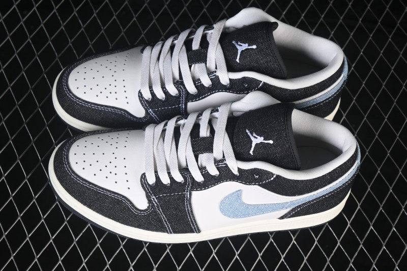 Nike Air Jordan 1 Low Black Denim Retro Basketball Shoes - JA4395-041