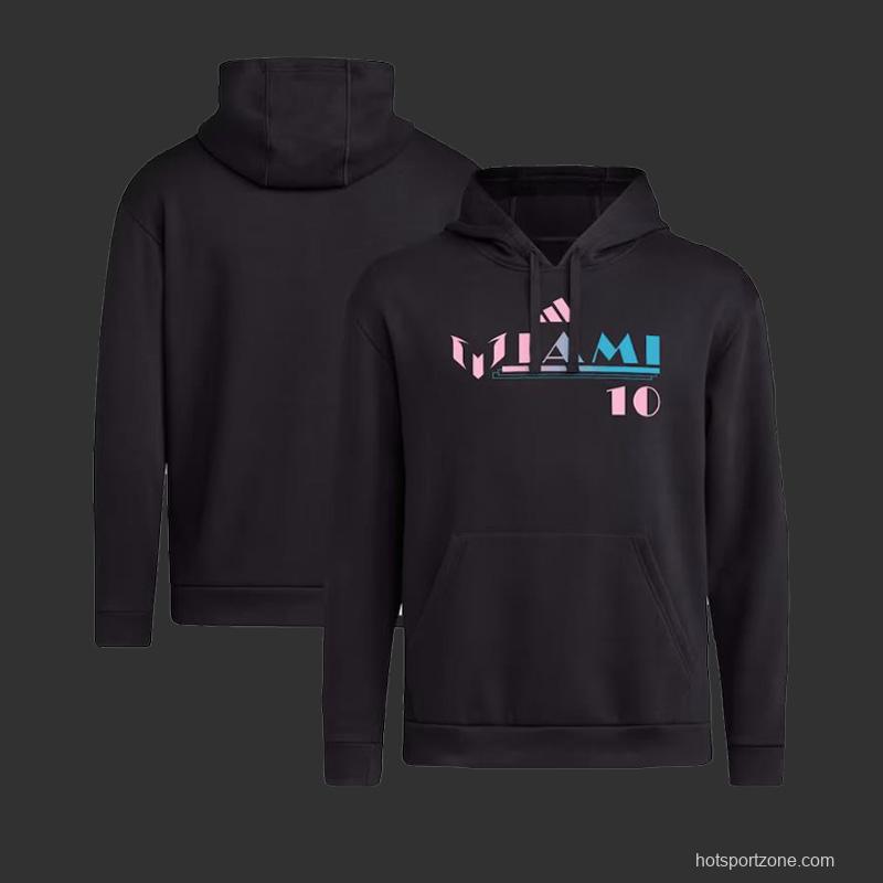 23/24 Inter Miami Messi x adidas Miami Fleece Pullover Hoodie - Black