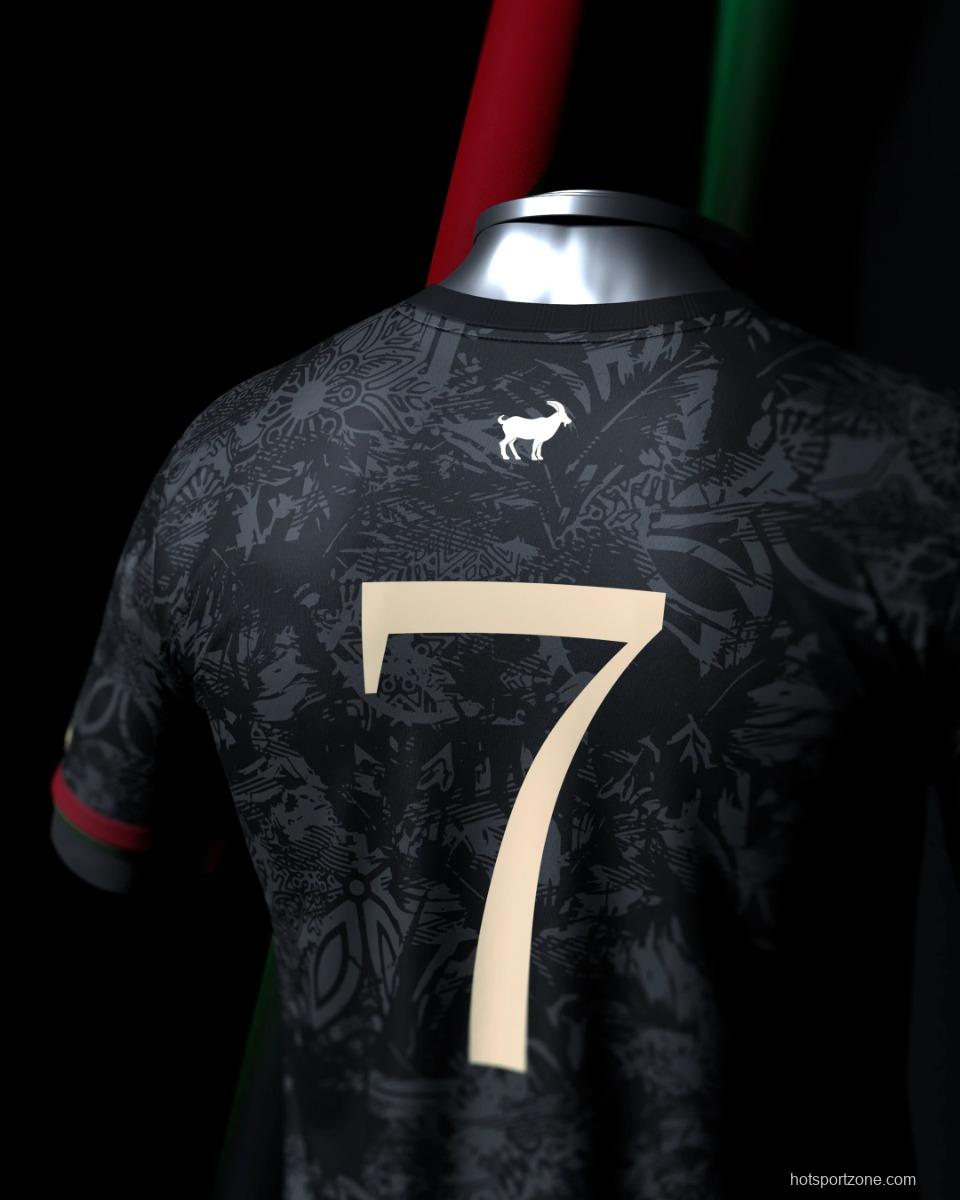 Player Version 2023 Portugal Black Comma Football THE SIU Ronaldo JERSEY