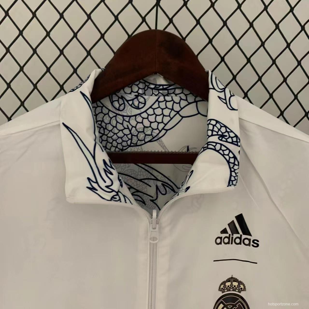 23/24 Real Madrid White Dragon Reversible Full Zipper Jacket